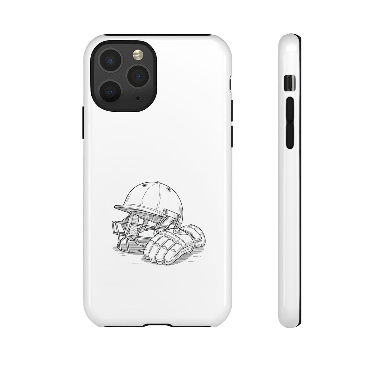 Phone Case, Cricket Gloves & Helmet Sketch, Tough Case