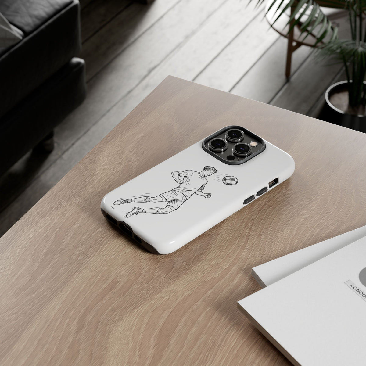 Phone Case, Football Chest-control Minimalist sketch Design, Tough Case