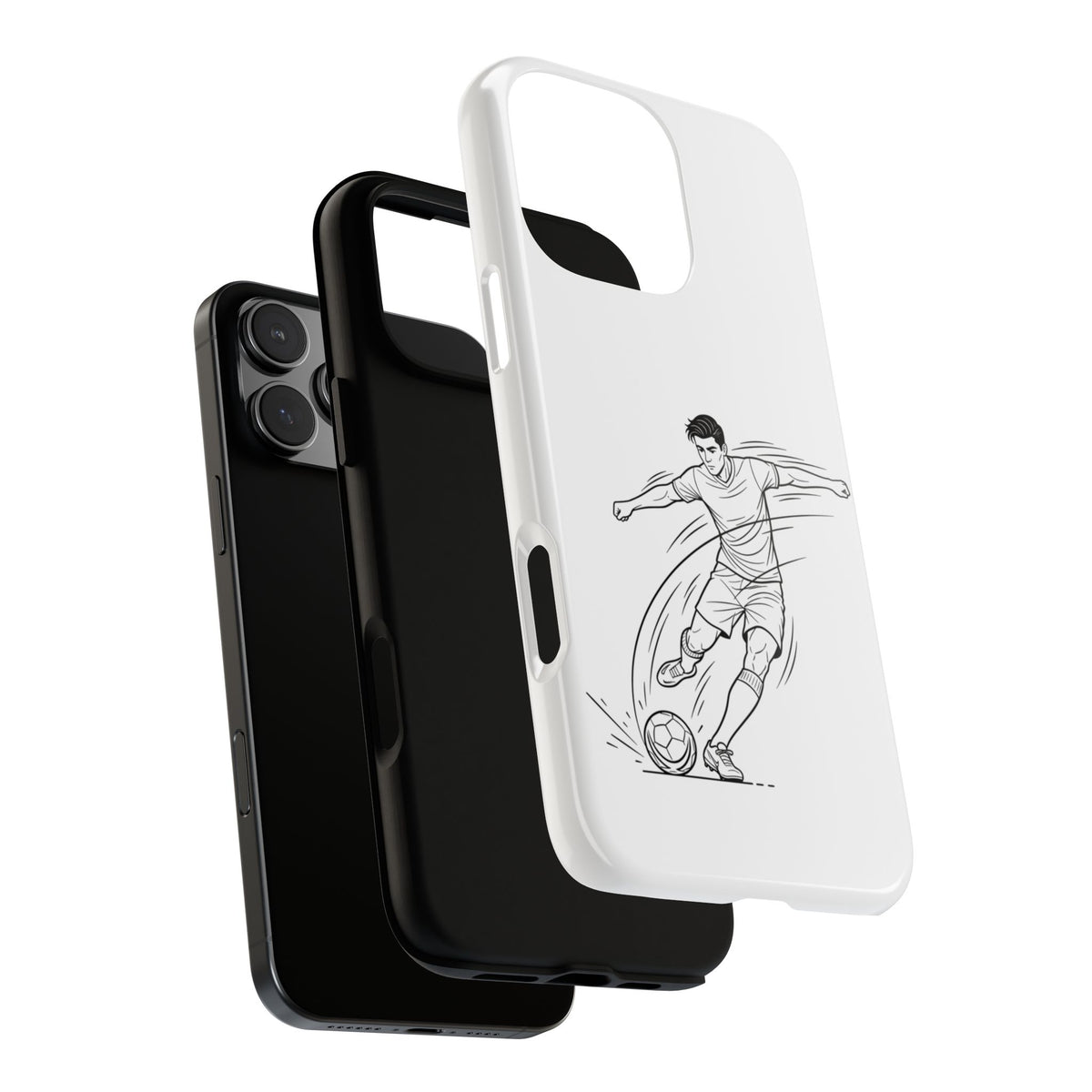 Phone Case, Football Free Kick / Strike Minimalist sketch Design, Tough Case