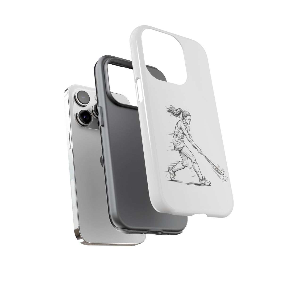 Phone Case, Hockey, Female  Player Minimalist sketch design, Tough Case