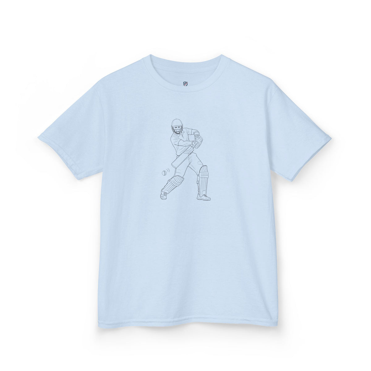 T Shirt Kids, Cricket Batsman minimalist sketch design, Cotton, Various Colours