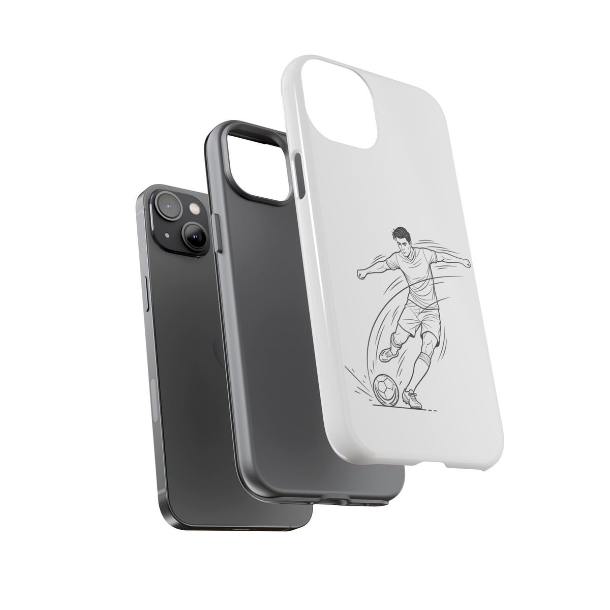 Phone Case, Football Free Kick / Strike Minimalist sketch Design, Tough Case