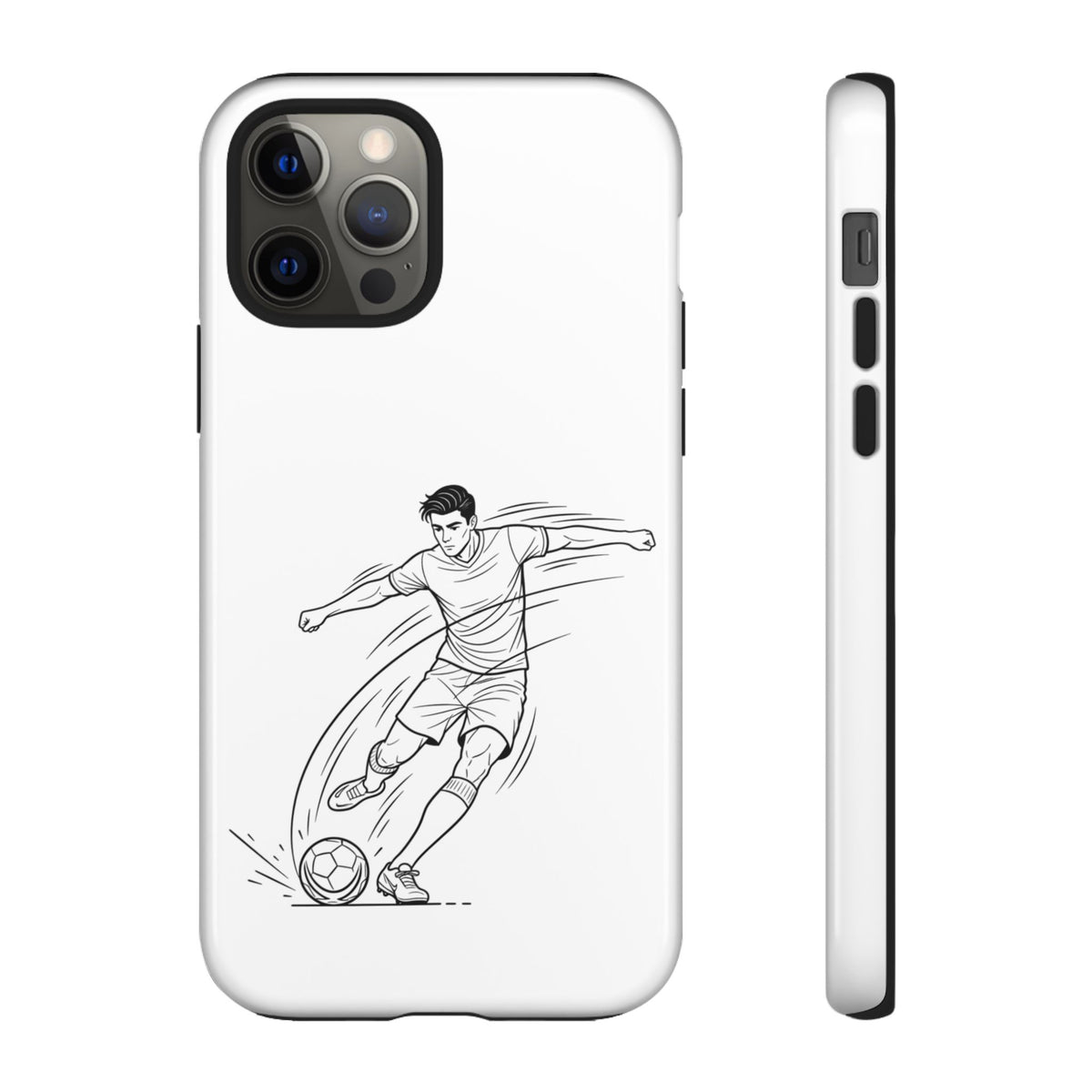 Phone Case, Football Free Kick / Strike Minimalist sketch Design, Tough Case