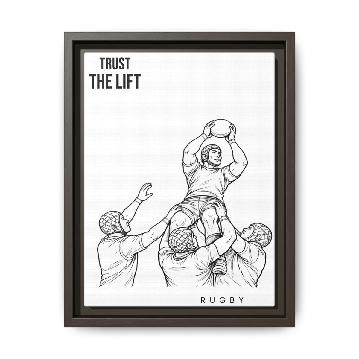Print, Rugby Line-Out Trust The Lift , Matte Canvas Print Framed Art