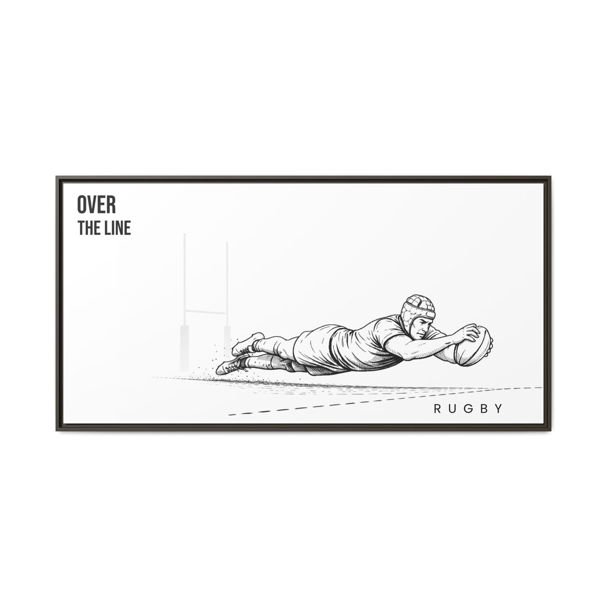 Print, Rugby Try, "Over The Line"  Matte Canvas Framed Wall Art