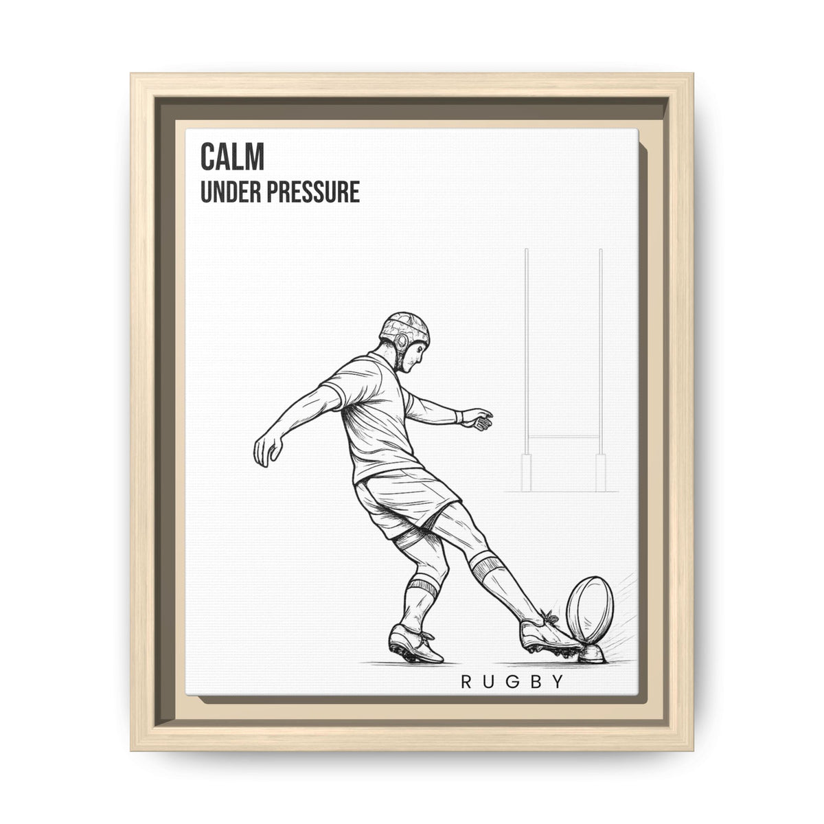 Print, Rugby Conversion Kick - Calm Under Pressure, Matte Canvas Print Framed Art