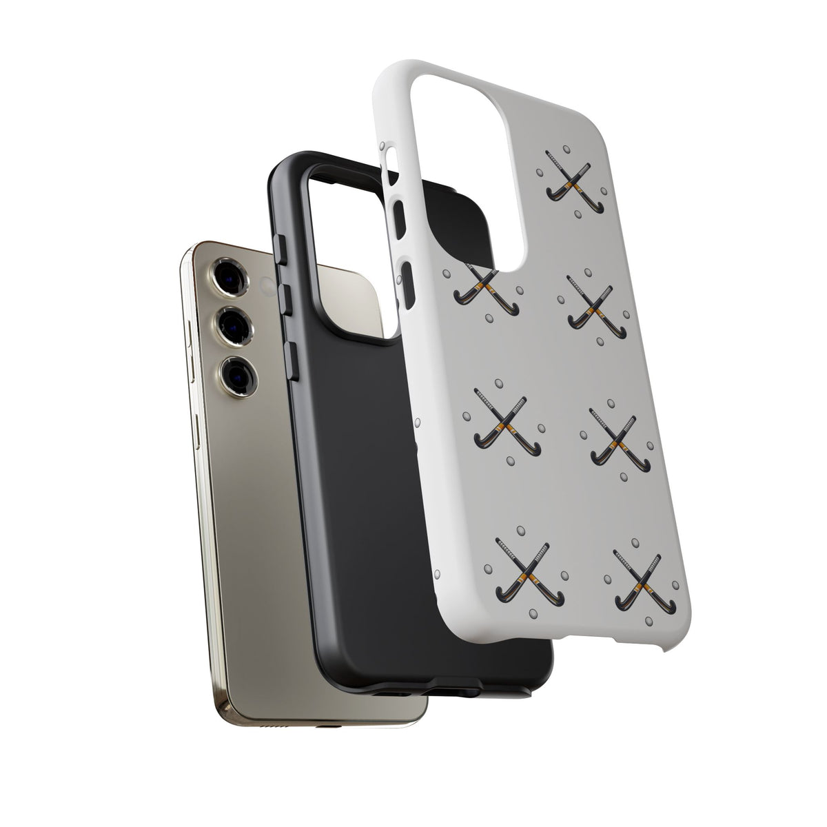 Phone Case, Hockey Repeated Crossed Sticks & Balls Pattern, Tough Case