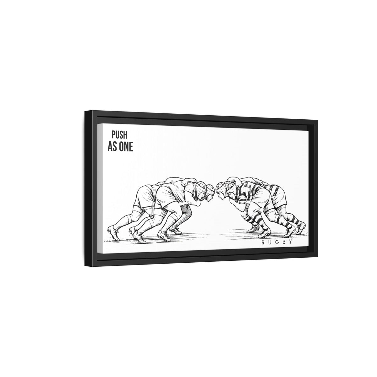 Print, Rugby Scrum, "Push As One" , Matte Canvas Print Framed Art