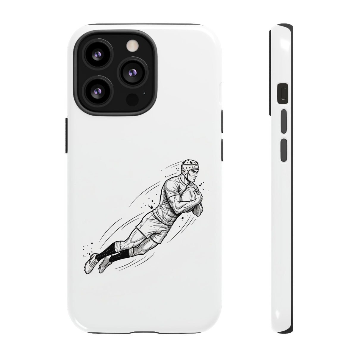 Phone Case, Rugby Try Swan Dive Minimalist Sketch design, Tough Case