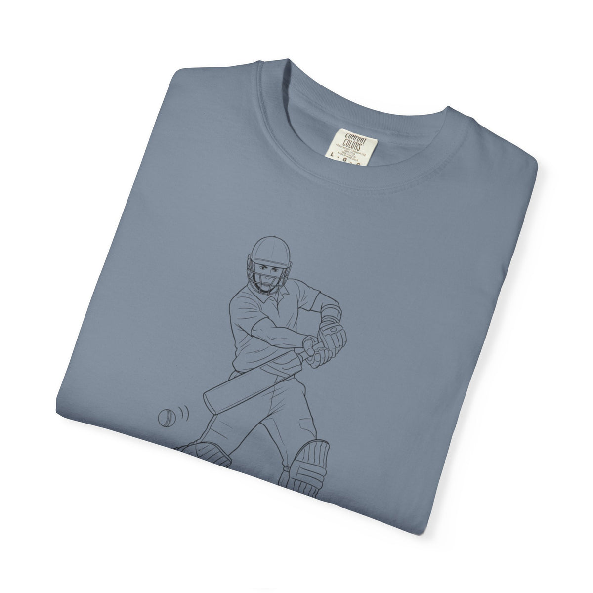 T Shirt, Cricket Batsman Minimalist Sketch Design (Large image), Cotton, Various Colours