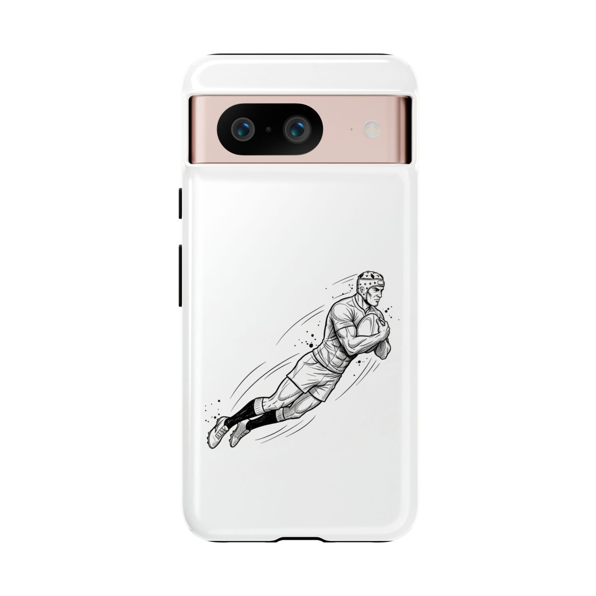 Phone Case, Rugby Try Swan Dive Minimalist Sketch design, Tough Case