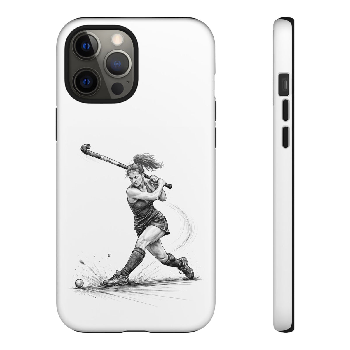 Phone Case, Hockey, Female Player "Tomahawk" shot design, Tough Case
