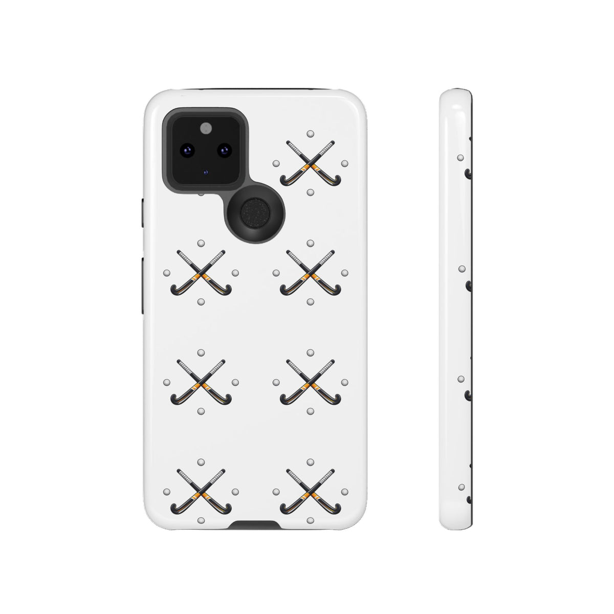 Phone Case, Hockey Repeated Crossed Sticks & Balls Pattern, Tough Case