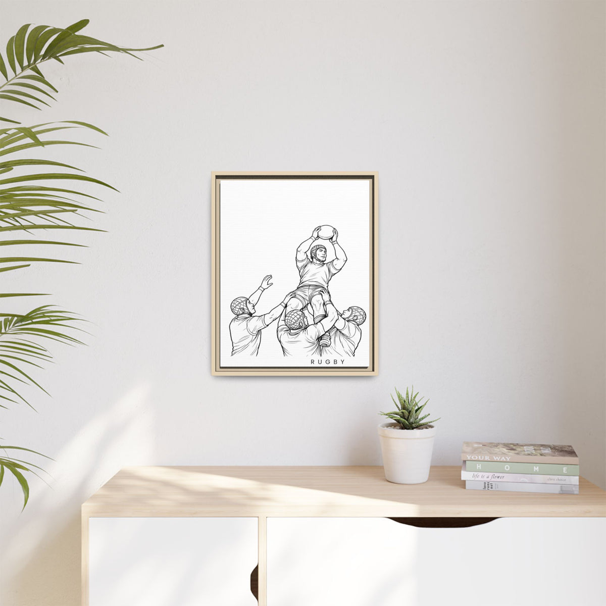 Print, Rugby Line-Out, Matte Canvas Print Framed Art