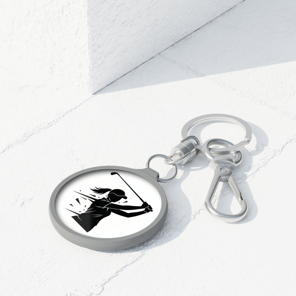 Keyring Bag Tag, Golf Silhouette, Image design