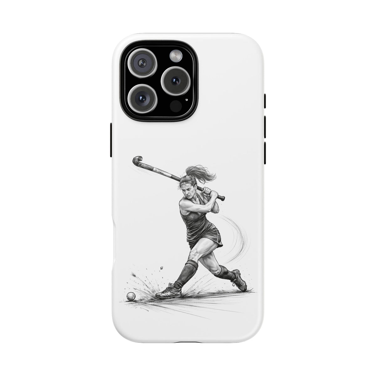 Phone Case, Hockey, Female Player "Tomahawk" shot design, Tough Case