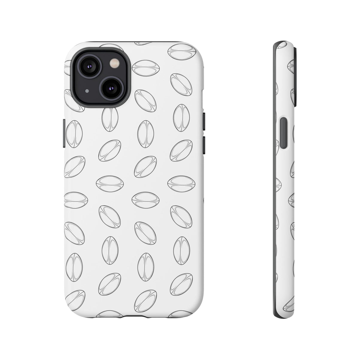 Phone Case, Rugby Ball Minimalist Sketch Pattern, Tough Case