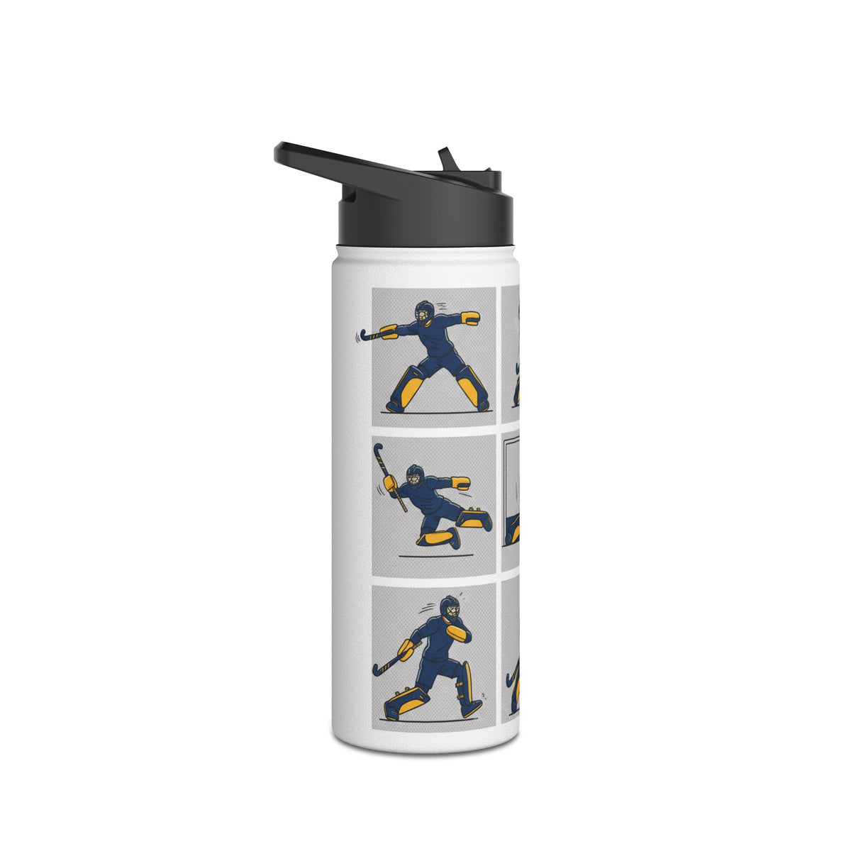 Water Bottle, Hockey Goalkeeper Illustration,  Stainless Steel