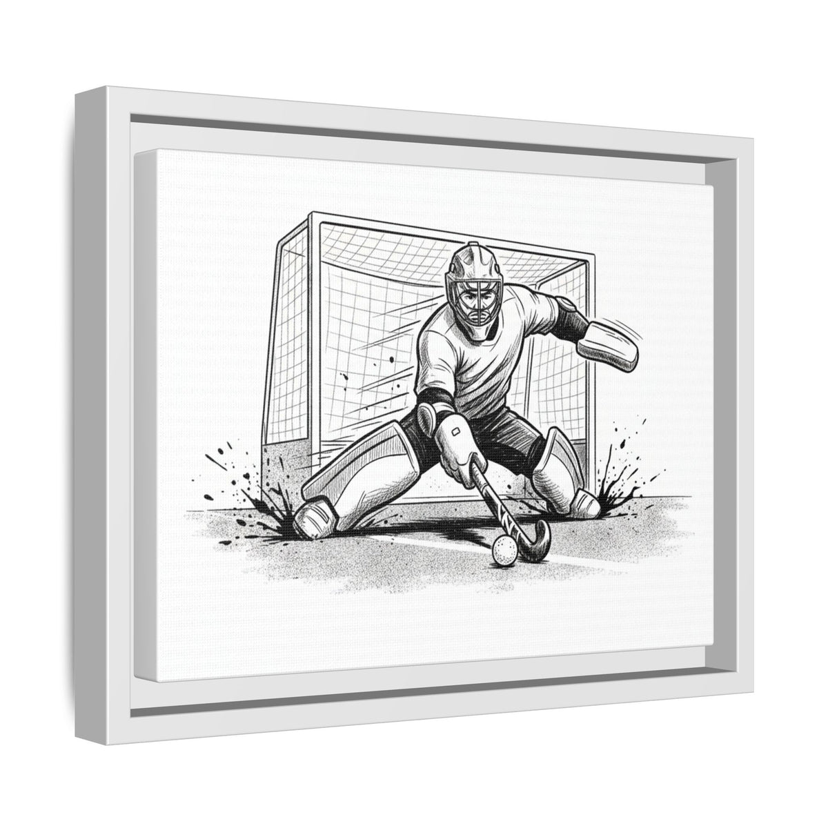 Print, Field Hockey Goalie Save, Matte Canvas Print Framed Art