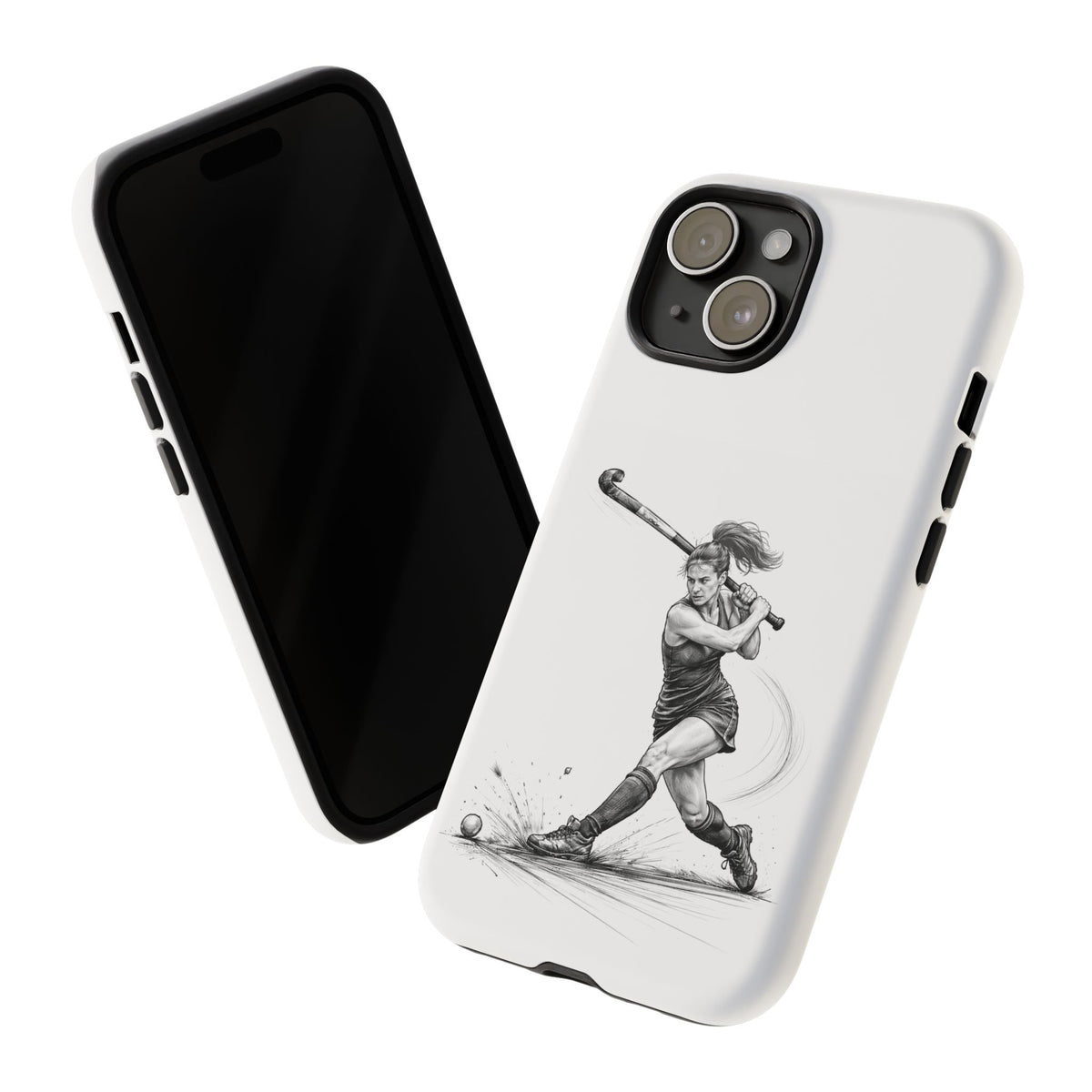 Phone Case, Hockey, Female Player "Tomahawk" shot design, Tough Case