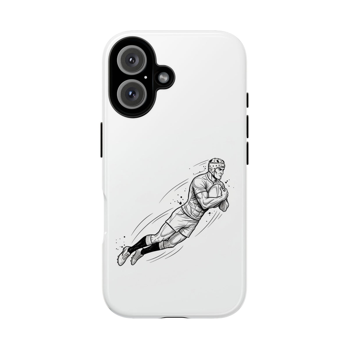 Phone Case, Rugby Try Swan Dive Minimalist Sketch design, Tough Case