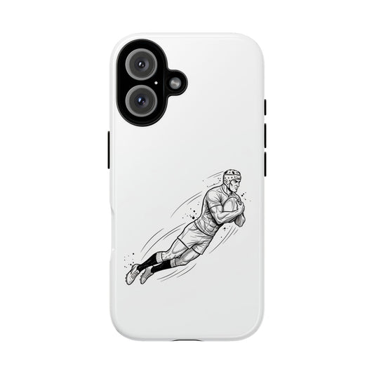 Phone Case, Rugby Try Swan Dive Minimalist Sketch design, Tough Case