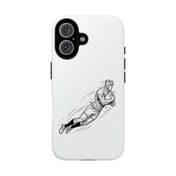 Phone Case, Rugby Try Swan Dive Minimalist Sketch design, Tough Case