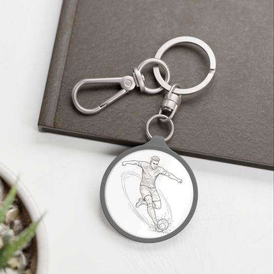Keyring Bag Tag, Football Shot minimalist sketch design