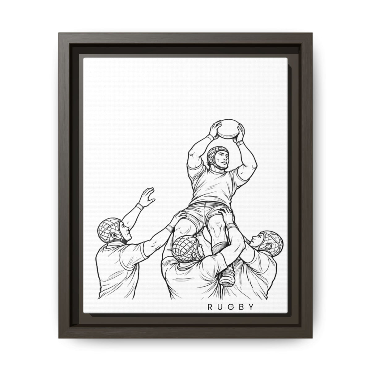 Print, Rugby Line-Out, Matte Canvas Print Framed Art