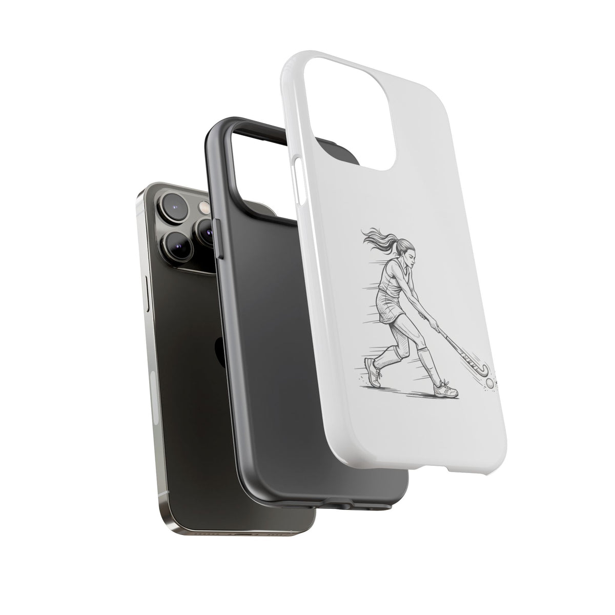 Phone Case, Hockey, Female  Player Minimalist sketch design, Tough Case