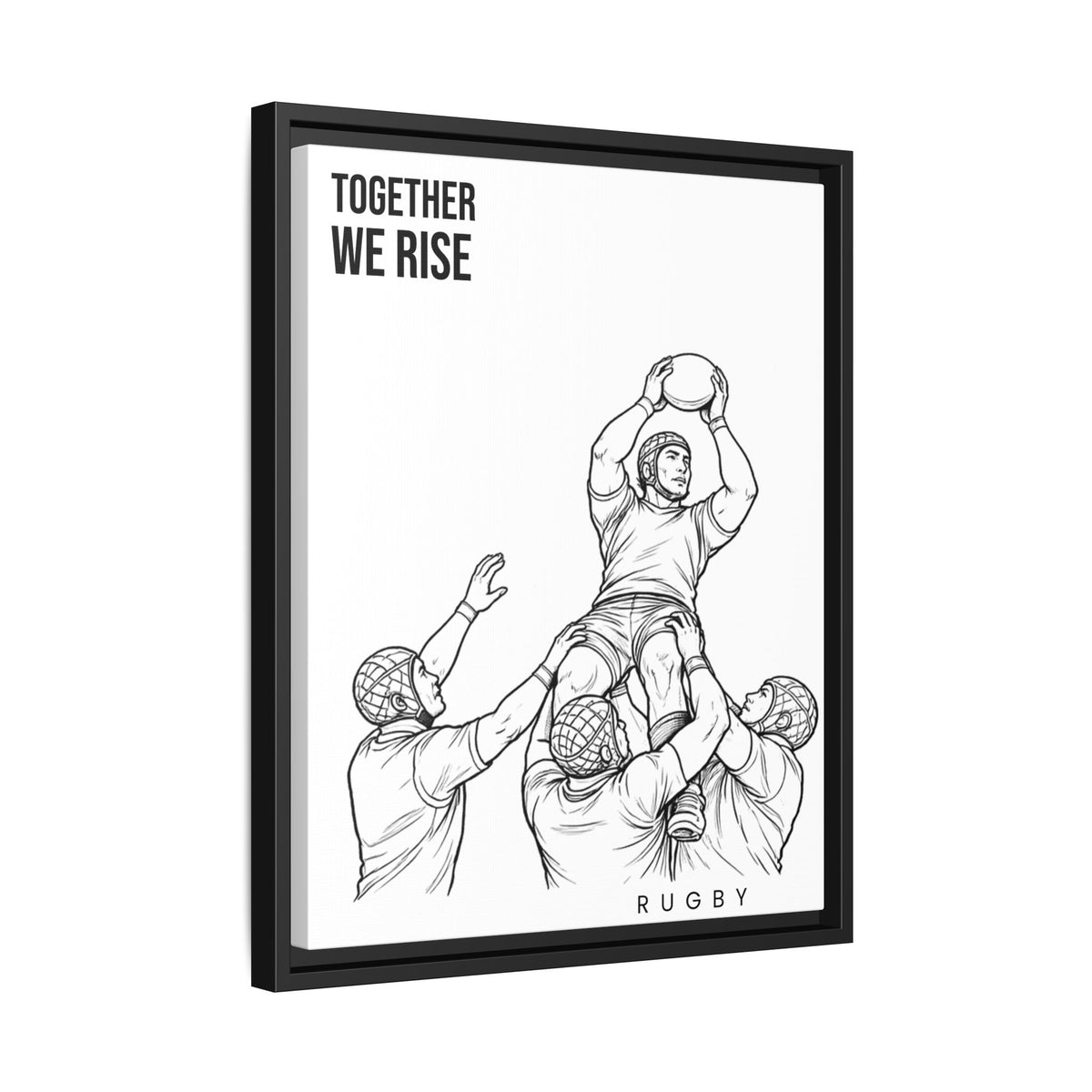 Print, Rugby Line-Out Together We Rise , Matte Canvas Print Framed Art