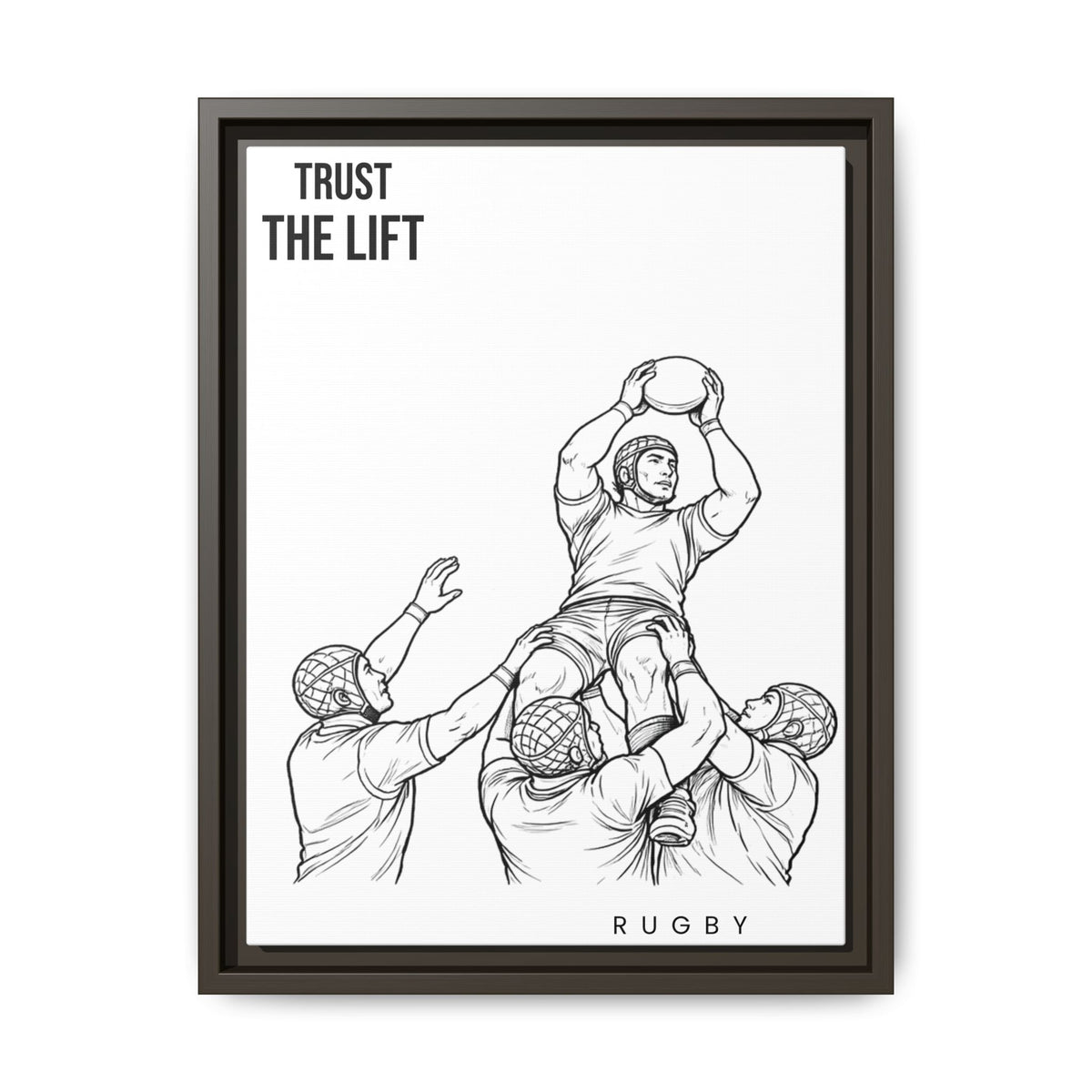 Print, Rugby Line-Out Trust The Lift , Matte Canvas Print Framed Art