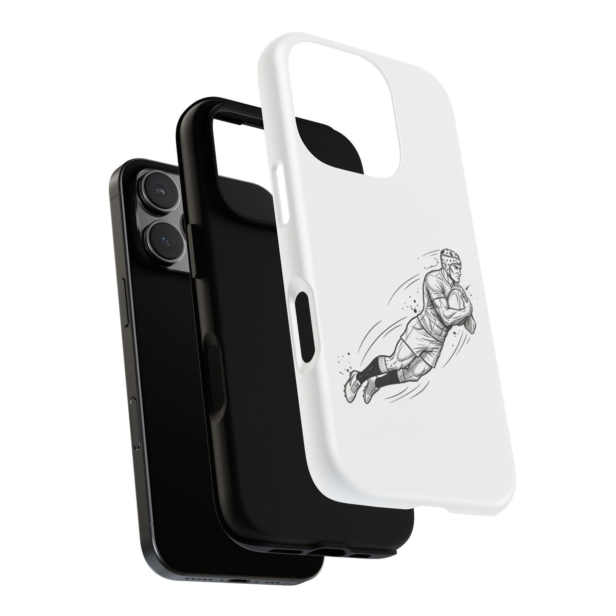 Phone Case, Rugby Try Swan Dive Minimalist Sketch design, Tough Case