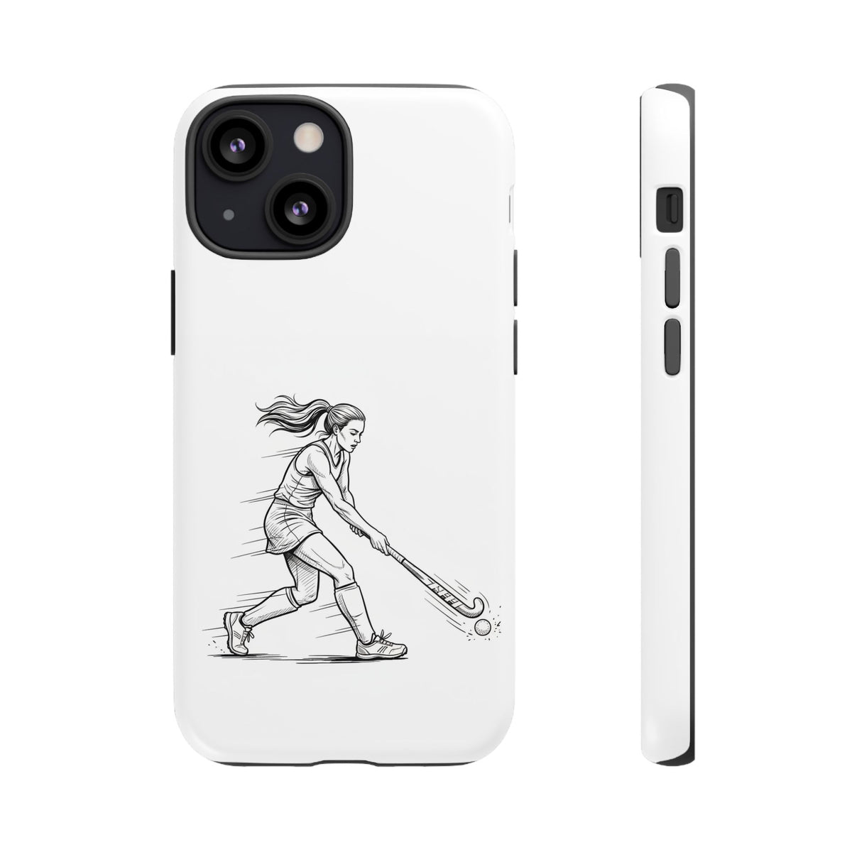 Phone Case, Hockey, Female  Player Minimalist sketch design, Tough Case