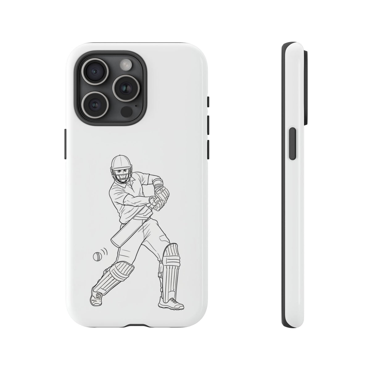 Phone Case, Cricket Batsman Sketch, Tough Case