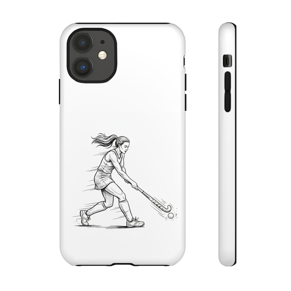 Phone Case, Hockey, Female  Player Minimalist sketch design, Tough Case