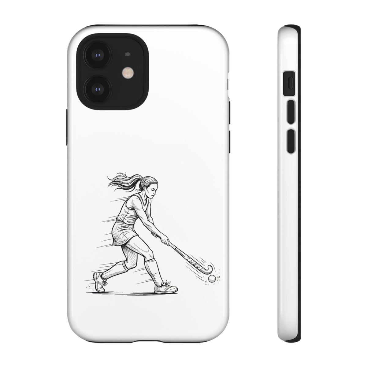 Phone Case, Hockey, Female  Player Minimalist sketch design, Tough Case