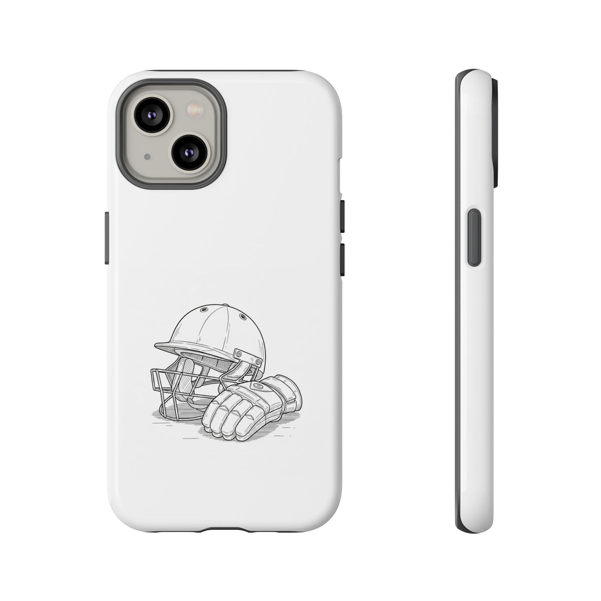 Phone Case, Cricket Gloves & Helmet Sketch, Tough Case