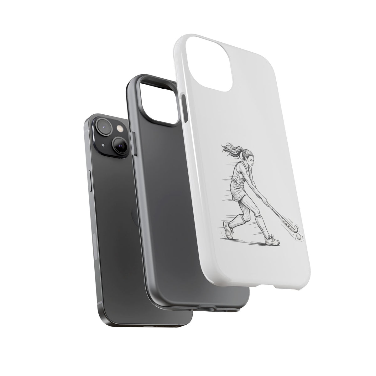Phone Case, Hockey, Female  Player Minimalist sketch design, Tough Case