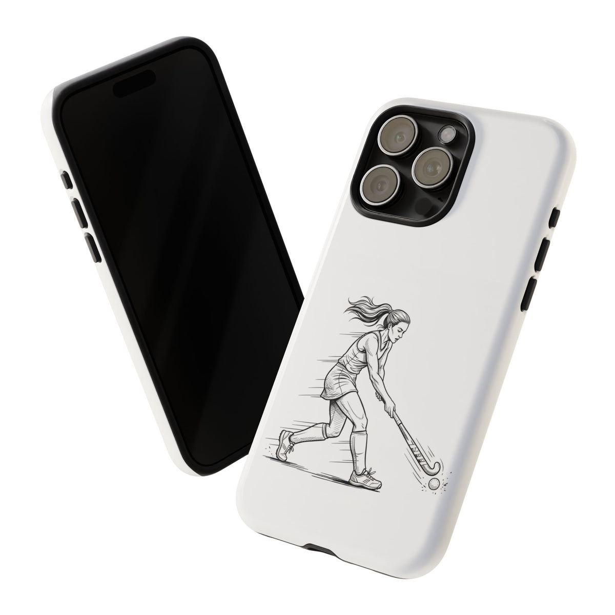 Phone Case, Hockey, Female  Player Minimalist sketch design, Tough Case