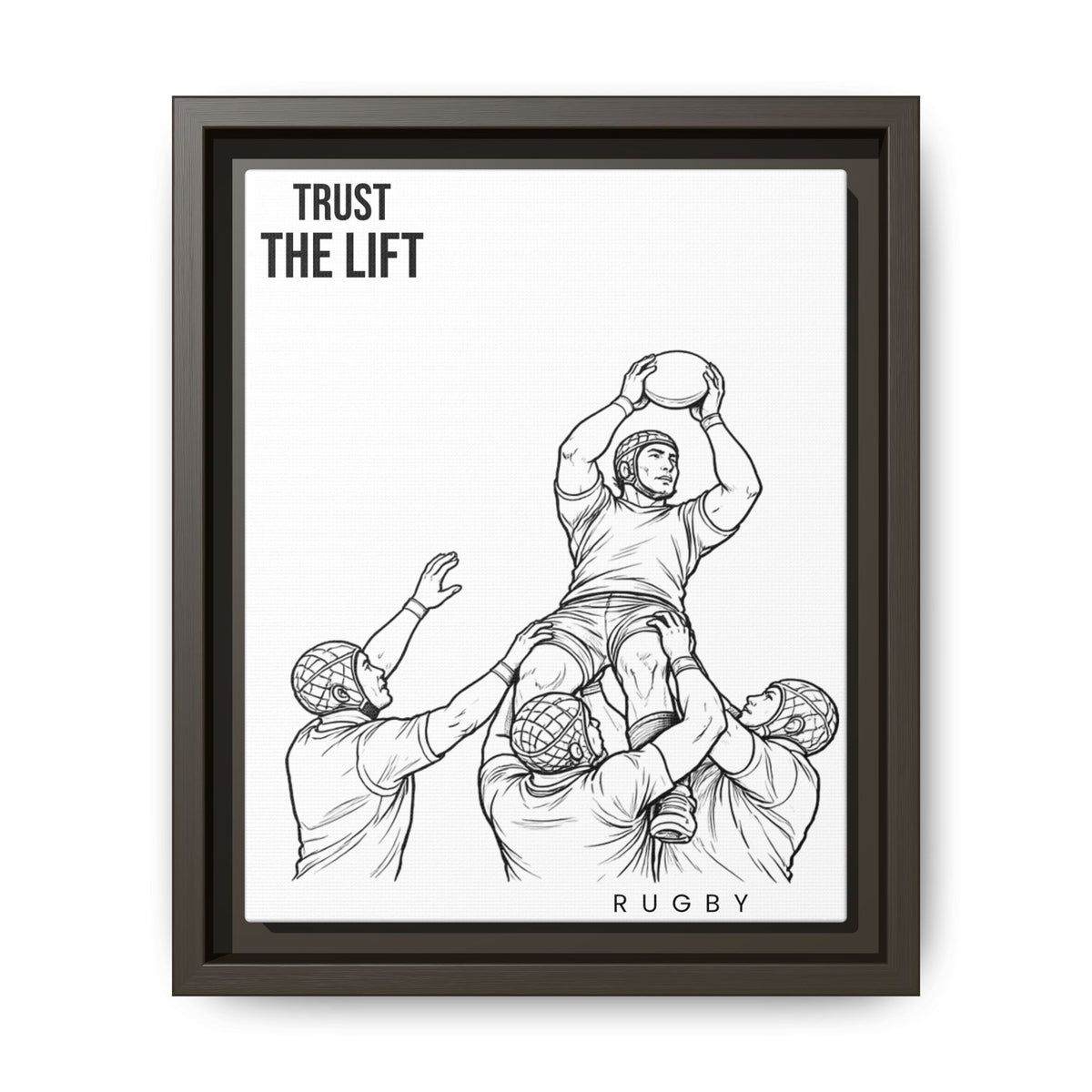 Print, Rugby Line-Out Trust The Lift , Matte Canvas Print Framed Art