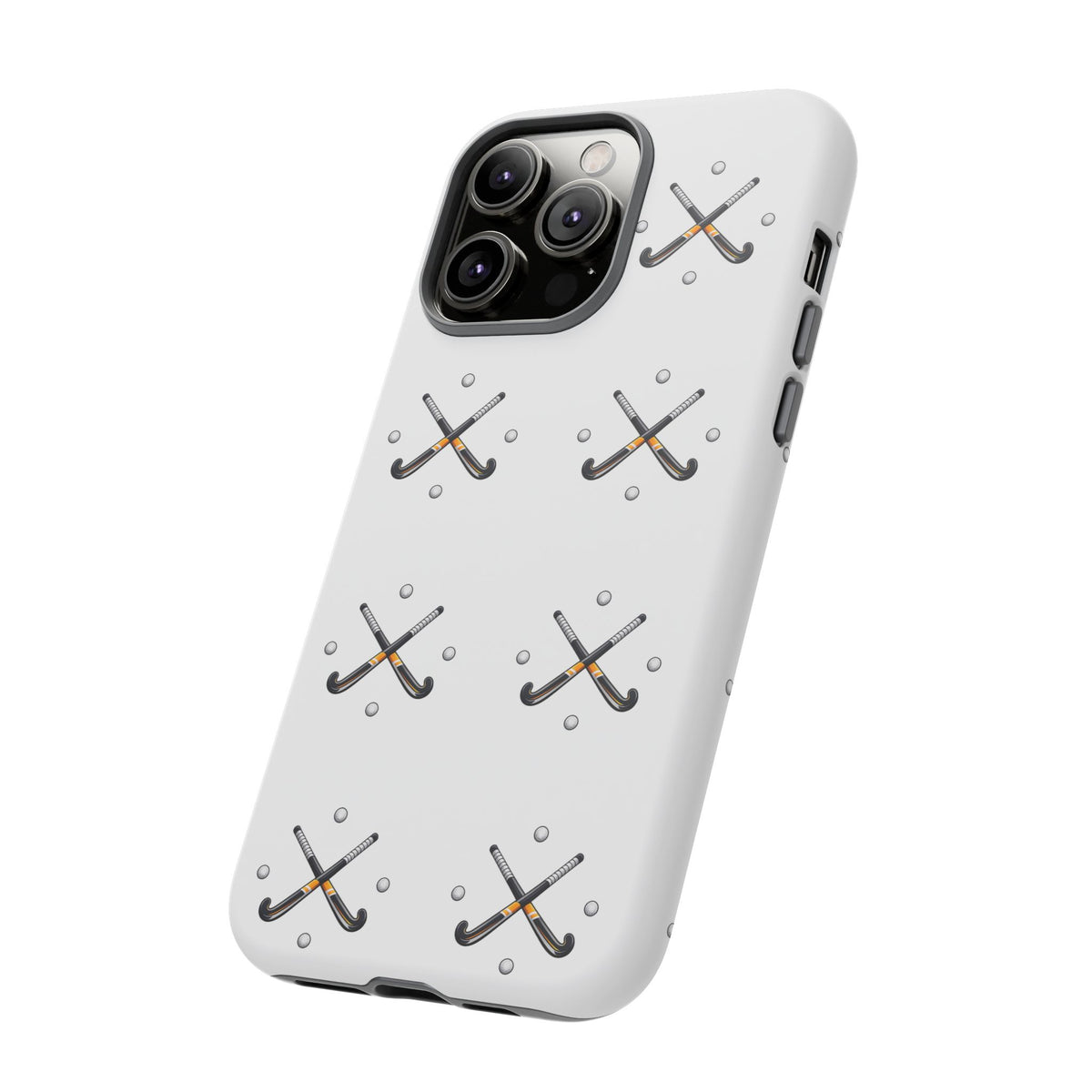 Phone Case, Hockey Repeated Crossed Sticks & Balls Pattern, Tough Case