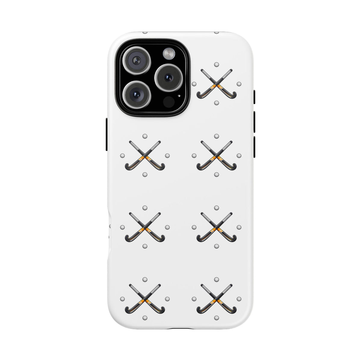 Phone Case, Hockey Repeated Crossed Sticks & Balls Pattern, Tough Case