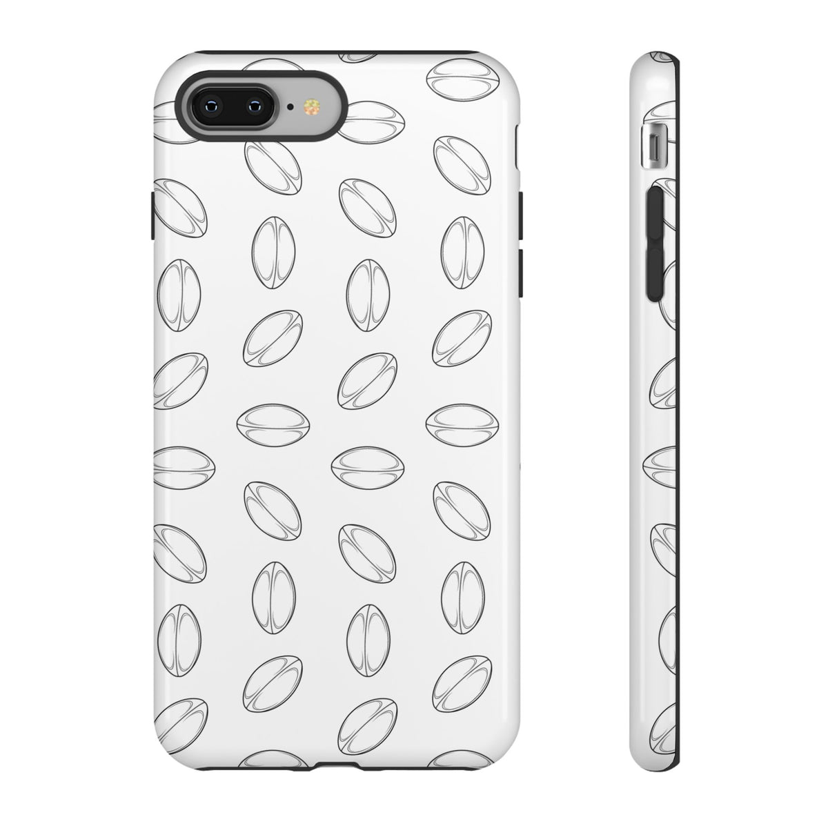Phone Case, Rugby Ball Minimalist Sketch Pattern, Tough Case
