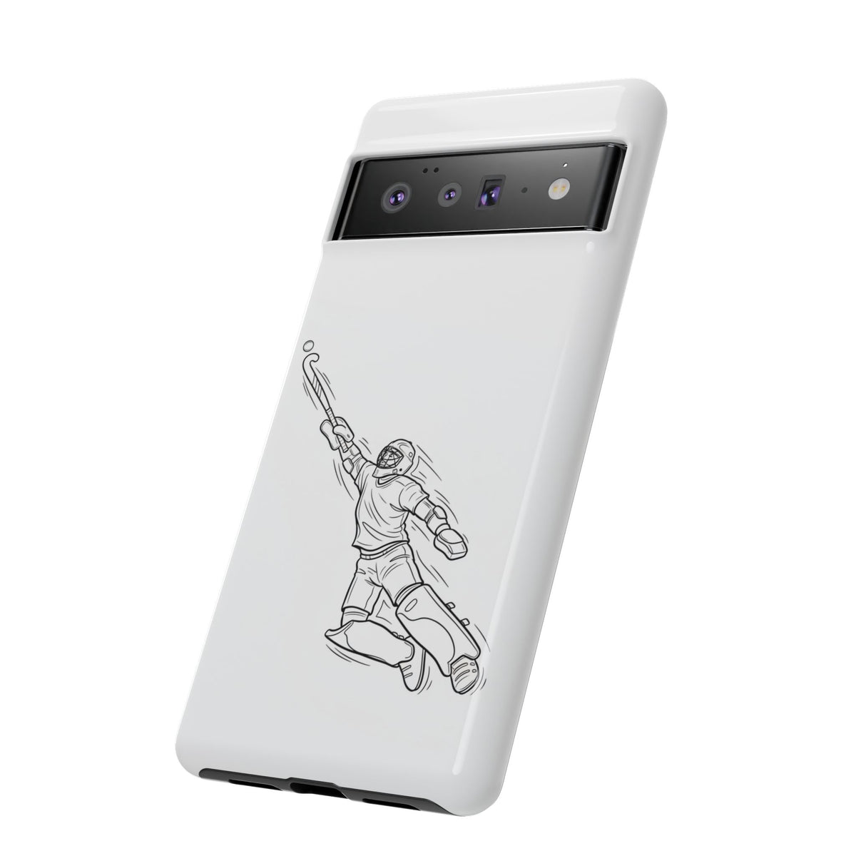 Hockey Goalkeeper Sketch Phone Case — Minimalist Sports Protective Cover