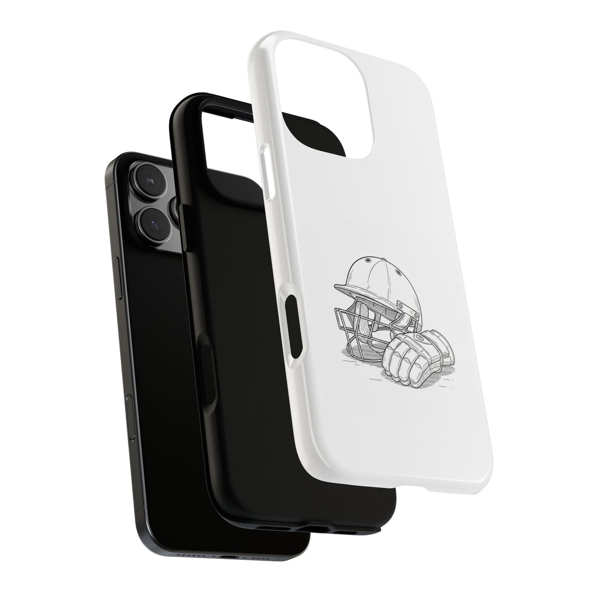 Phone Case, Cricket Gloves & Helmet Sketch, Tough Case
