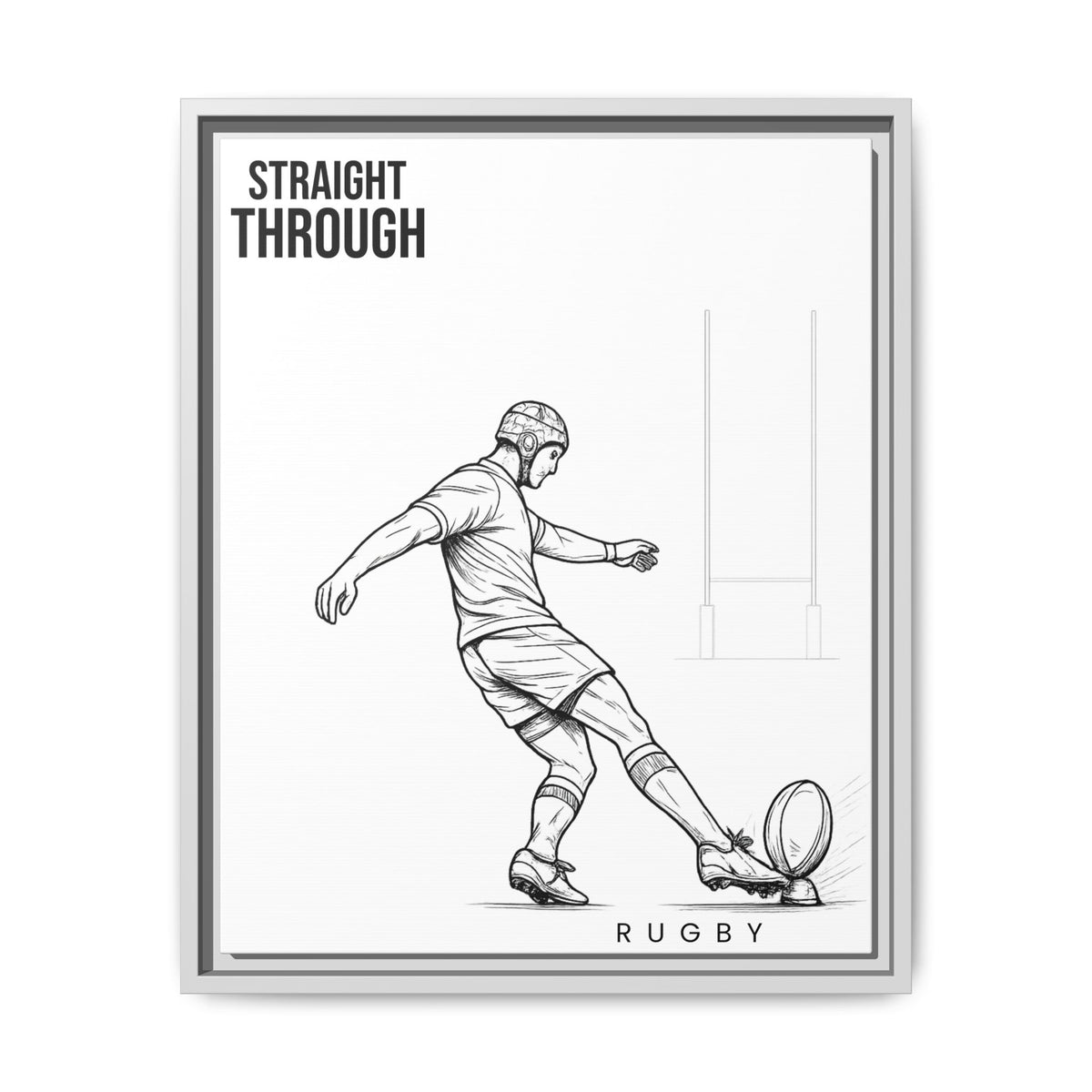 Print, Rugby Conversion Kick - Straight Through, Matte Canvas Print Framed Art