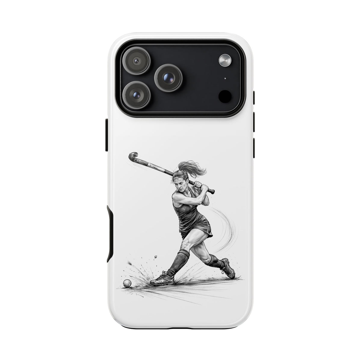 Phone Case, Hockey, Female Player "Tomahawk" shot design, Tough Case