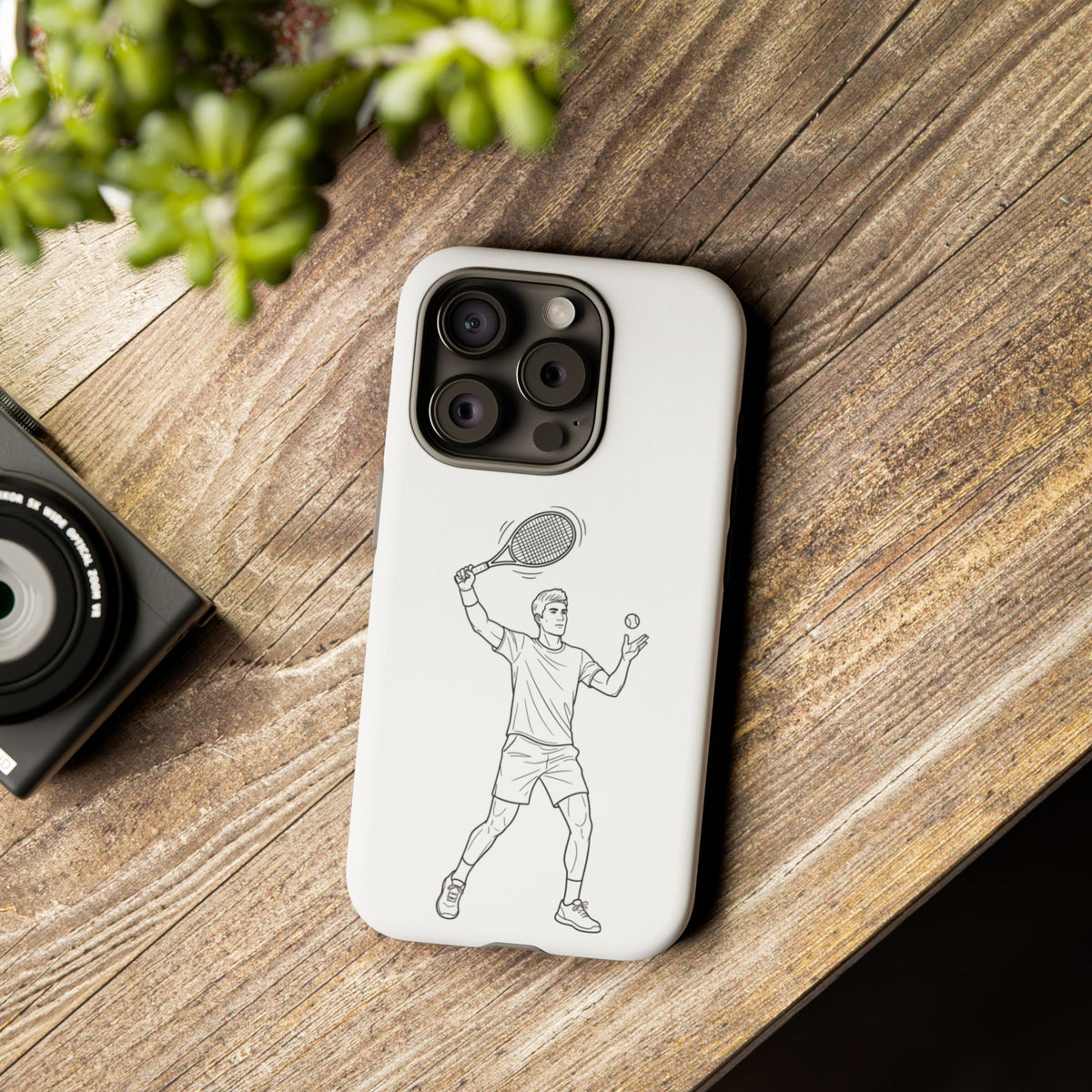 Phone Case, Racket Sports, Tennis Player overhead shot Design, Tough Case