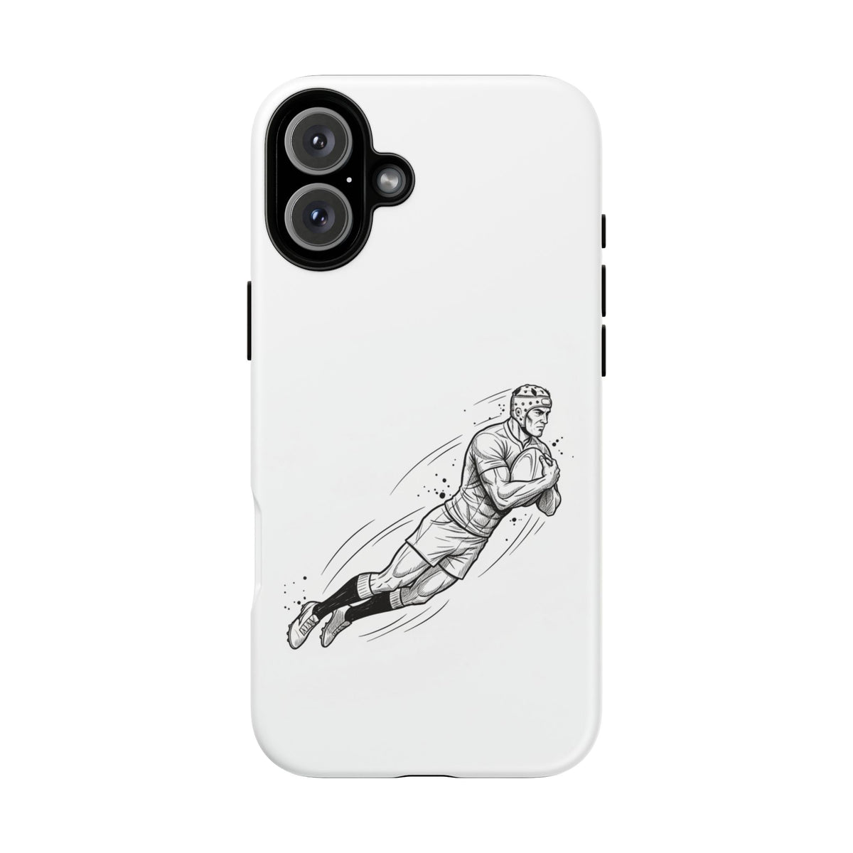 Phone Case, Rugby Try Swan Dive Minimalist Sketch design, Tough Case